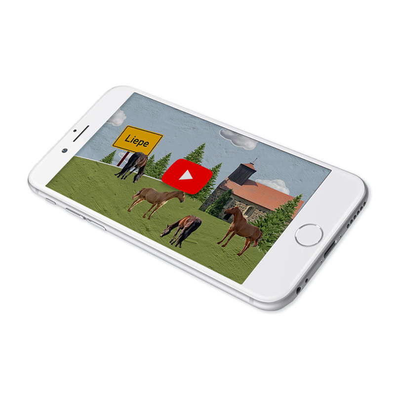 Iphone Mockup der Animation auf dem Xoutube-Kanal der Dorfkirche Liepe