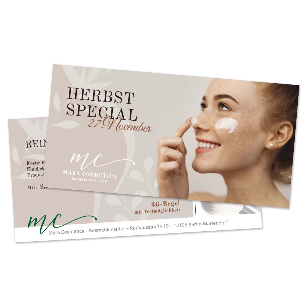 Flyer Mara Cosmetica Berlin – Herbst Spezial