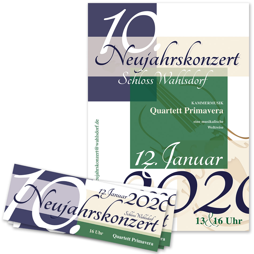 Plakat und Tickets vom Neujahrskonzert Wahlsdorf 2020