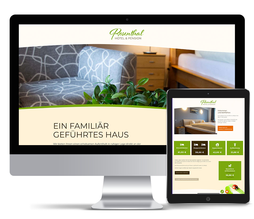 Mockup Website – Hotel und Pension Rosenthal